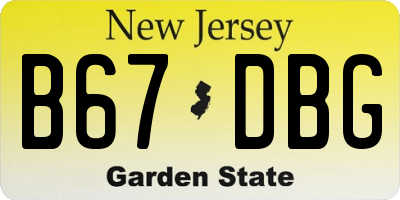 NJ license plate B67DBG