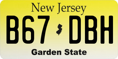 NJ license plate B67DBH