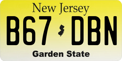 NJ license plate B67DBN