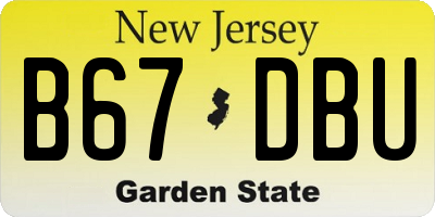 NJ license plate B67DBU