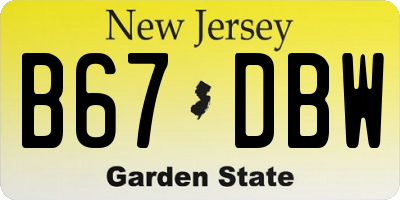 NJ license plate B67DBW
