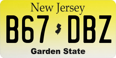 NJ license plate B67DBZ