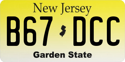 NJ license plate B67DCC