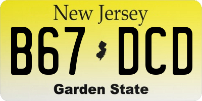 NJ license plate B67DCD