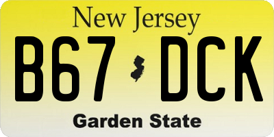 NJ license plate B67DCK