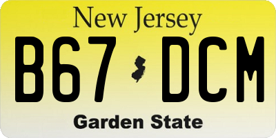 NJ license plate B67DCM
