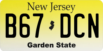 NJ license plate B67DCN