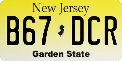 NJ license plate B67DCR