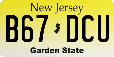 NJ license plate B67DCU