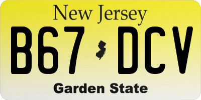 NJ license plate B67DCV