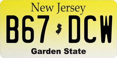 NJ license plate B67DCW