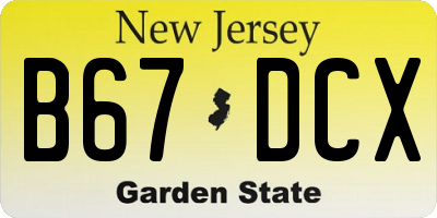 NJ license plate B67DCX