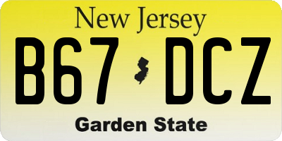 NJ license plate B67DCZ