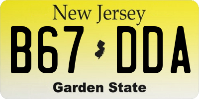 NJ license plate B67DDA