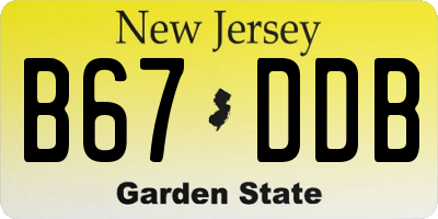 NJ license plate B67DDB