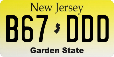 NJ license plate B67DDD