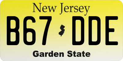 NJ license plate B67DDE