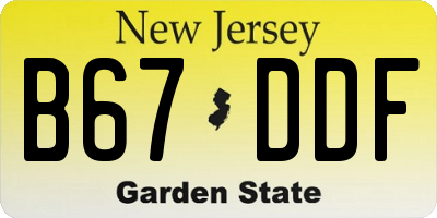 NJ license plate B67DDF