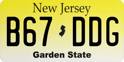 NJ license plate B67DDG