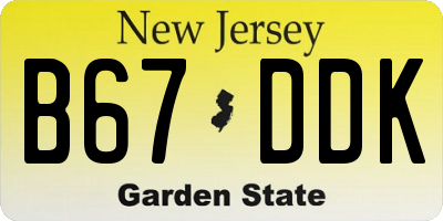 NJ license plate B67DDK
