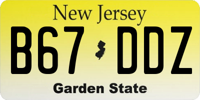 NJ license plate B67DDZ