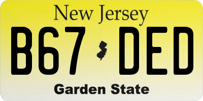 NJ license plate B67DED