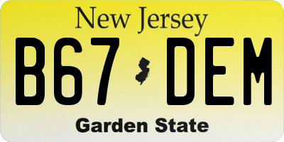NJ license plate B67DEM