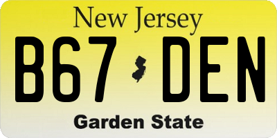 NJ license plate B67DEN