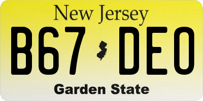 NJ license plate B67DEO