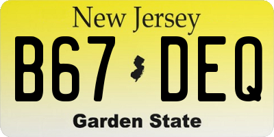 NJ license plate B67DEQ