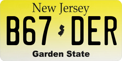 NJ license plate B67DER