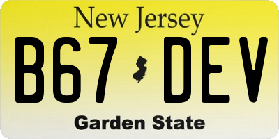 NJ license plate B67DEV