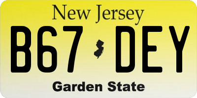 NJ license plate B67DEY