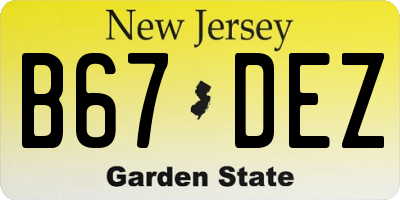 NJ license plate B67DEZ