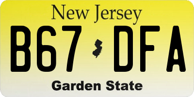 NJ license plate B67DFA