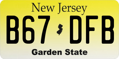 NJ license plate B67DFB