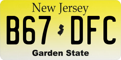NJ license plate B67DFC