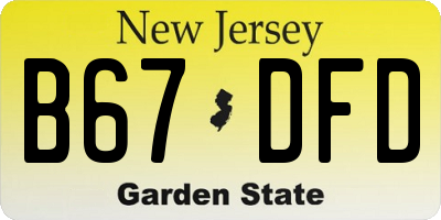 NJ license plate B67DFD