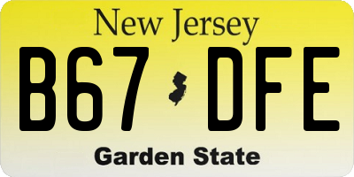 NJ license plate B67DFE