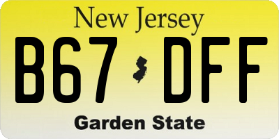 NJ license plate B67DFF