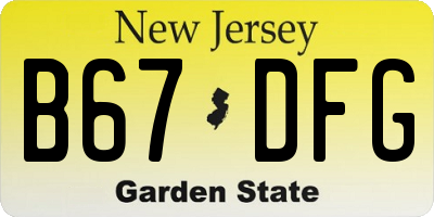 NJ license plate B67DFG