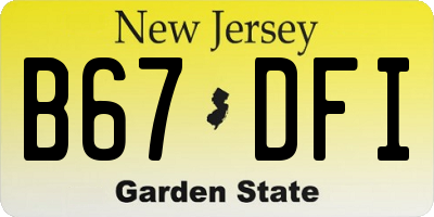 NJ license plate B67DFI
