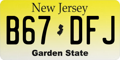 NJ license plate B67DFJ
