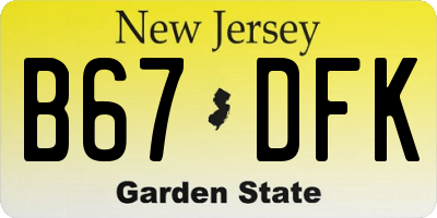 NJ license plate B67DFK