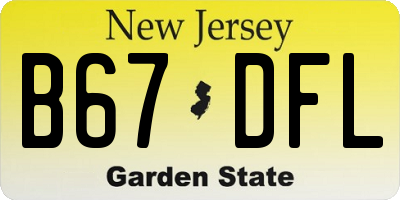 NJ license plate B67DFL