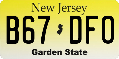 NJ license plate B67DFO