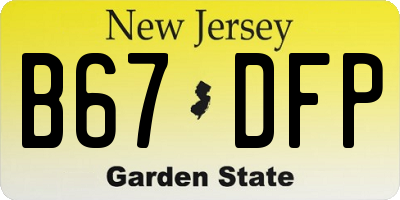 NJ license plate B67DFP