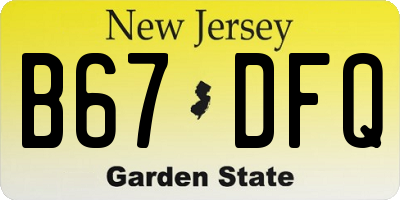 NJ license plate B67DFQ