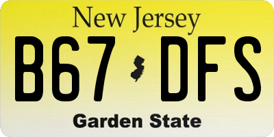 NJ license plate B67DFS