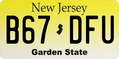 NJ license plate B67DFU